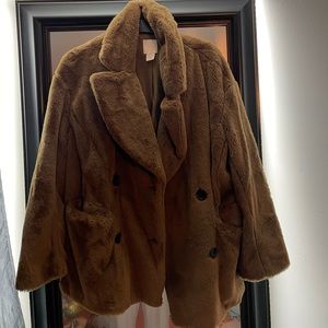 Brown faux fur coat